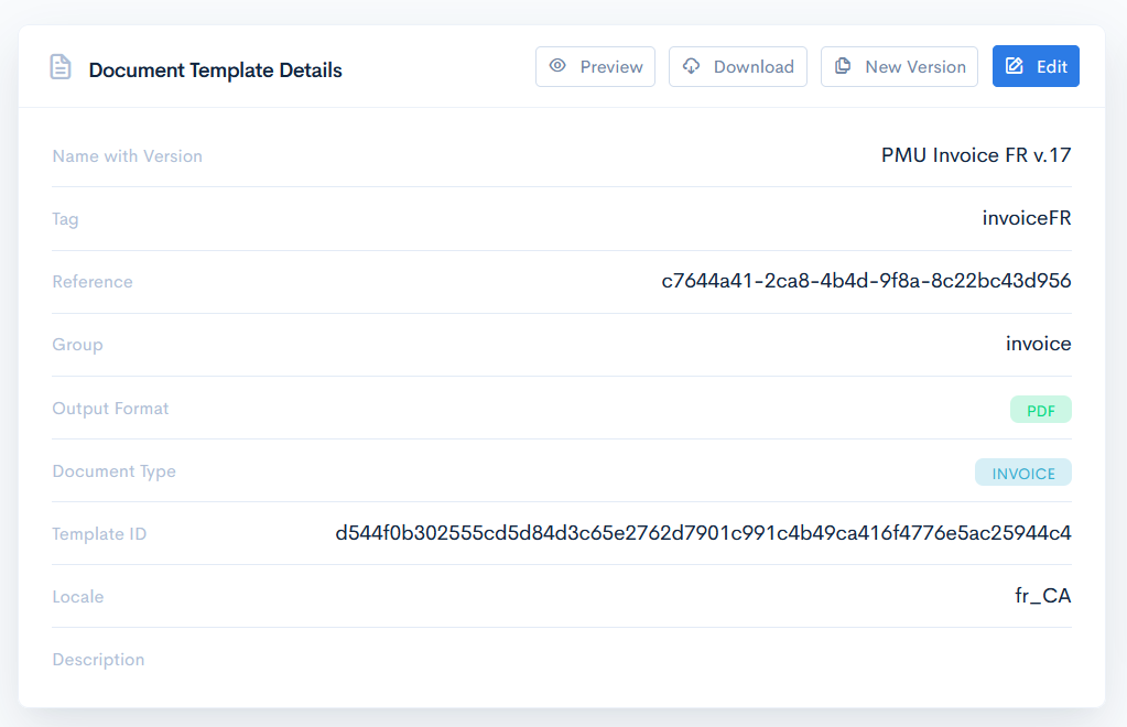 document template details