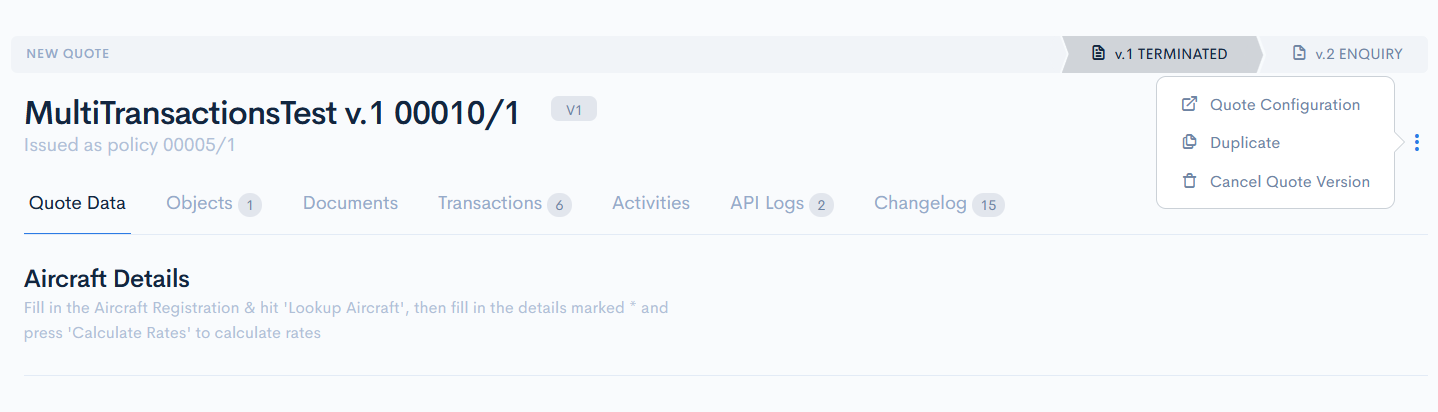 cancel quote version